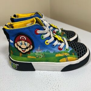 Super Mario Cart Sneakers Kid's Size 10 Multicolored Ground Up High Top Nintendo